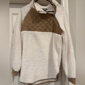 Natural Reflections White and Tan Teddy Jacket